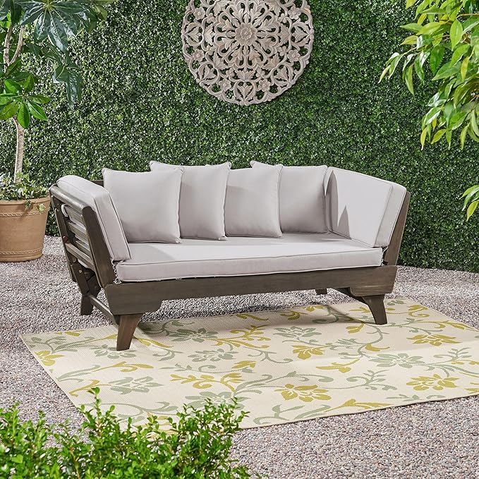 Christopher Knight Home Gary Patio Convertible Couch, Wooden Outdoor Daybed - Photo 1