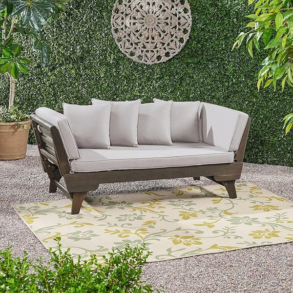 Christopher Knight Home Gary Patio Convertible Couch, Wooden Outdoor Daybed - Photo 1