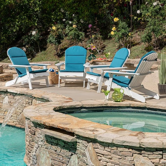 Christopher Knight Home 304702 Adirondack Chairs, Set of 4, White + Dark Teal
