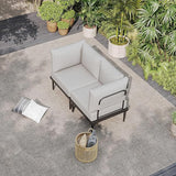 Sundale Outdoor 2 Pieces Metal Patio Furniture Set, Outdoor Sectional Sofa w/6 Inch Olefin Cushion - Photo 9