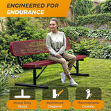 Heavy-Duty Outdoor Metal Bench, Thermoplastic-Coated, Portable, Weatherproof, Commercial-Grade for Parks, Gardens - Photo 4