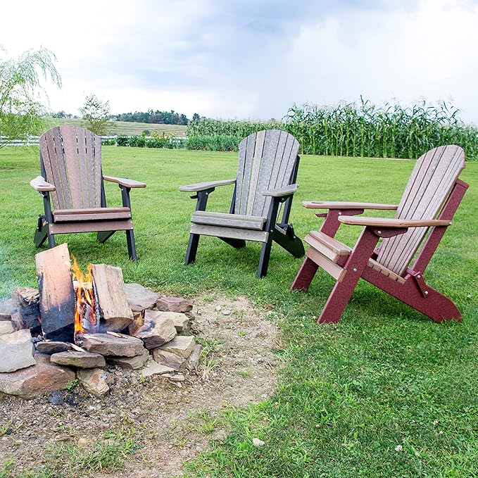 Furniture Barn USA Poly Folding Adirondack Chair with Smart Phone Holder, Walnut and Cherrywood