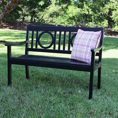 Carolina Chair & Table Edenton 47" Outdoor Garden Bench with Slatted Seat - Comfortable Armrests Solid Wood Artistic Back Bench - Weather-Proof Polyurethane Modern Furniture for Porch, Deck, Sunroom
