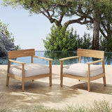 Christopher Knight Home Manny Acacia Wood Patio Accent Chair Set of 2, Wooden Lounge Chair Outdoor - Photo 3