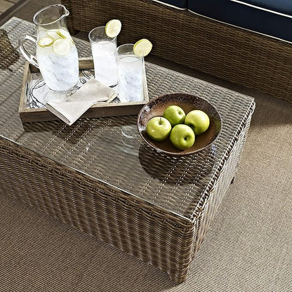 Crosley Furniture Bradenton All Weather Rattan Wicker Outdoor Coffee Table for Patio, Deck, Porch, Brown