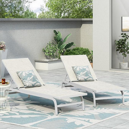 Outdoor Chaise Lounge (Set of 2) (White)