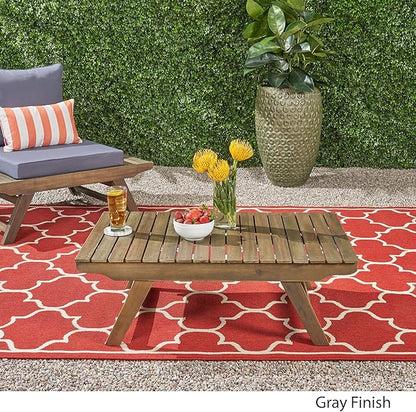 Christopher Knight Home Kailee Outdoor Wooden Coffee Table, Gray Finish