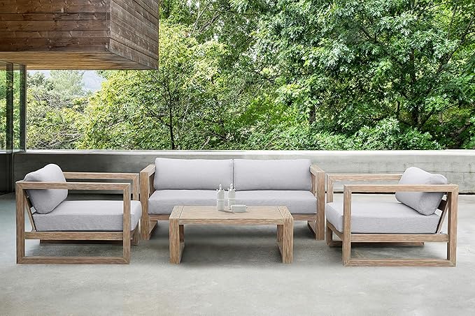 Armen Living LCPRCOLT Paradise Outdoor Light Eucalyptus Wood Coffee Table, Teak