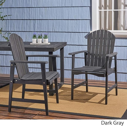 Great Deal Furniture Easter Outdoor Weather Resistant Acacia Wood Adirondack Dining Chairs (Set of 2), Dark Gray Finish, (308991)
