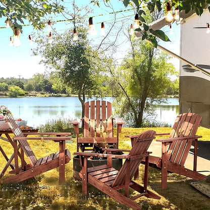 Eyely PTA1002C Amelia Outdoor Patio Traditional Acacia Wood Adirondack Chair, Dark Brown for Traditional, Coastal, Country, Cottage, Farmhouse, Rustic