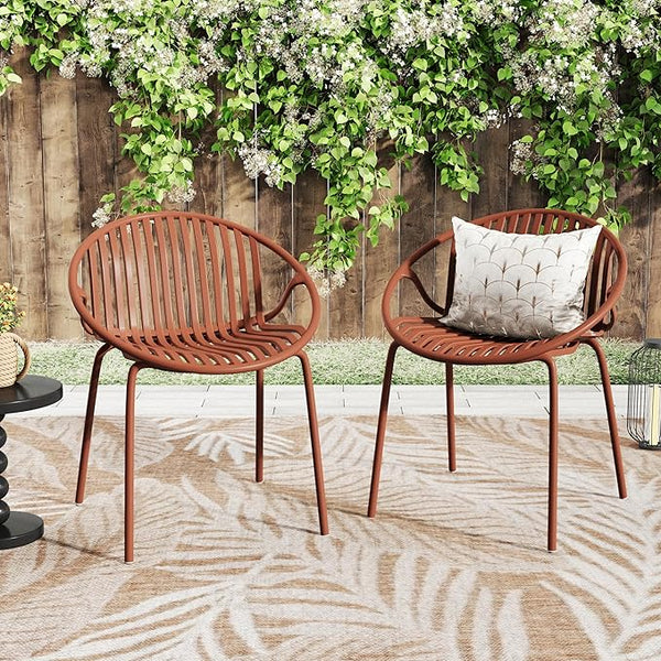 Christopher Knight Home Set of 2 Tita Modern Patio Outdoor Dining Chairs, Stacking Chair, Outside Dinner - Photo 1