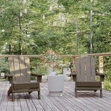 Flash Furniture Newport Adirondack Chairs with Cup Holders, Weather Resistant Poly Resin Adirondack Chairs, Set of 2 - Photo 2
