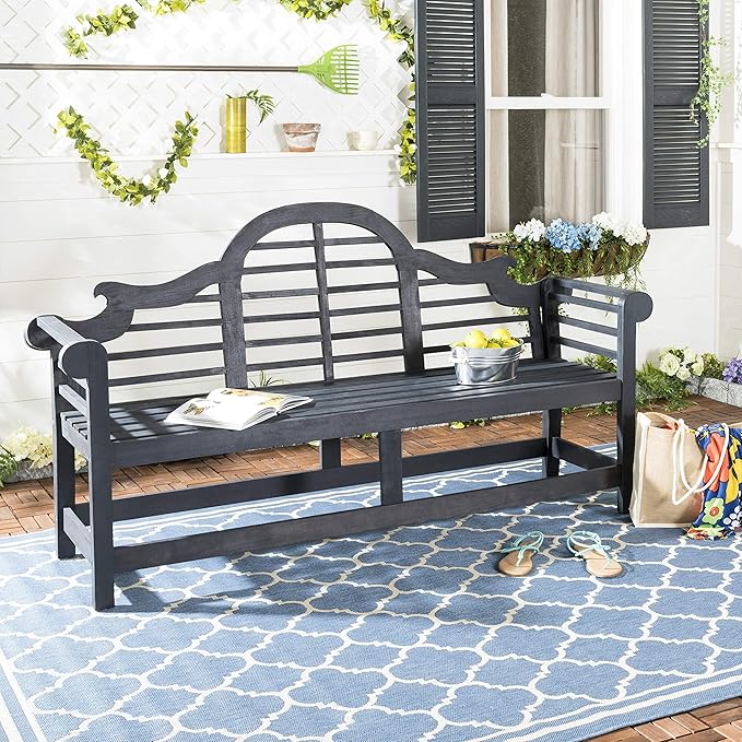 Safavieh PAT6705K Outdoor Collection Khara Dark Slate Grey Bench