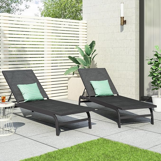 Outdoor Chaise Lounge (Set of 2) (Dark Grey)