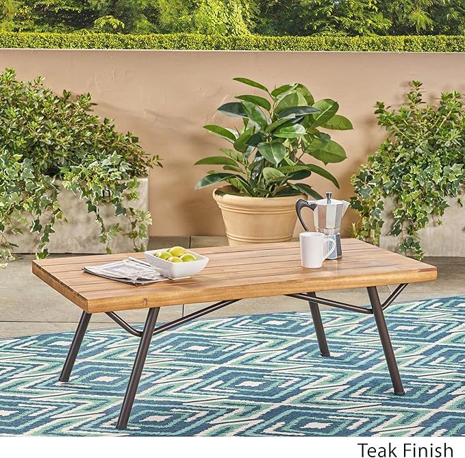 Christopher Knight Home Baish Outdoor Acacia Wood Coffee Table, Teak Finish