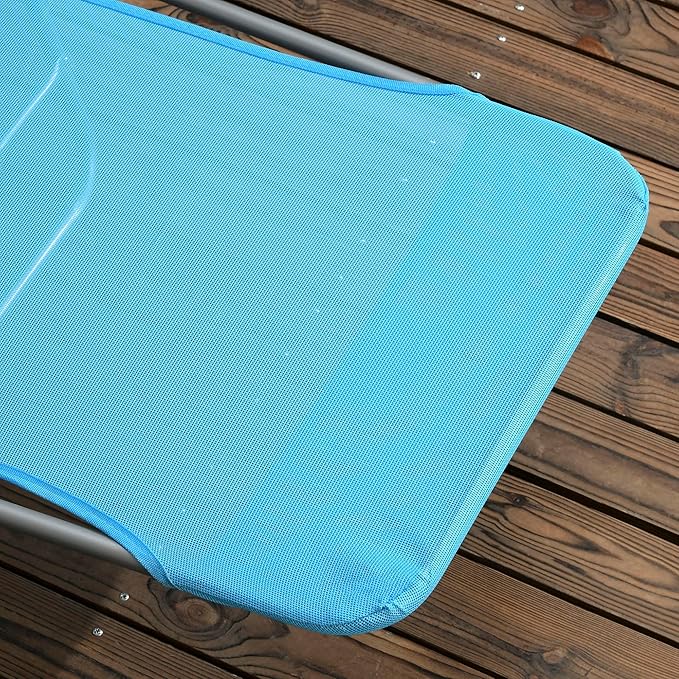 Outsunny 2 Piece Folding Chaise Lounge Chairs, Pool Sun Tanning Chairs with Reclining Back, Breathable Mesh Seat - Photo 9