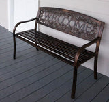 Leigh Country Metal Outdoor Bench, Welcome Design, Decorative Patio Seating for Porch/Deck - Photo 5