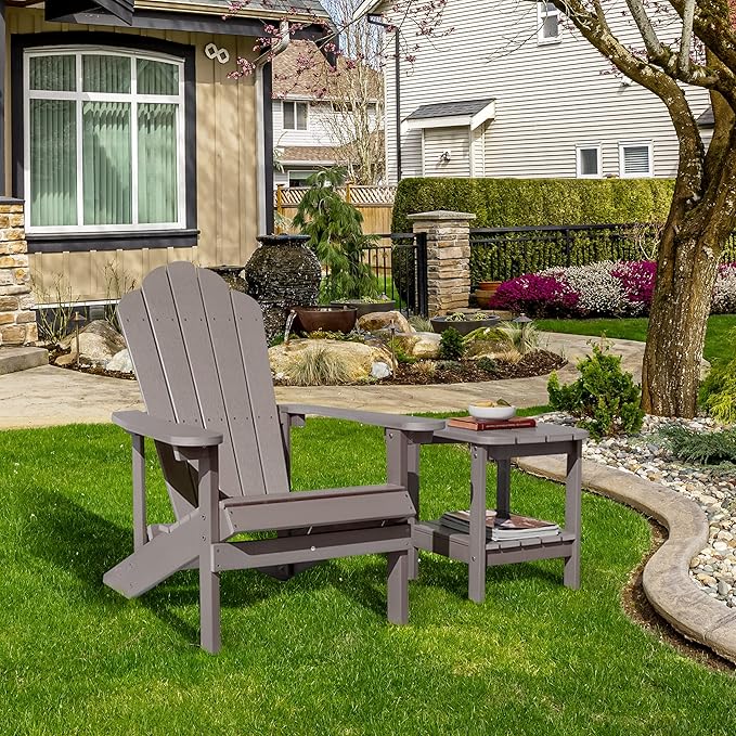 ELEGANT Folding Adirondack Chairs, Patio Chairs, Lawn Chairs, Outdoor Chair, Adirondack Chair Wood, Fire Pit, Weather Resistant for Deck, Backyard, Garden(Gray)