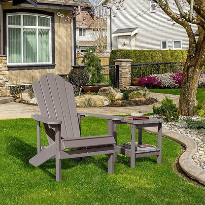 ELEGANT Folding Adirondack Chairs, Patio Chairs, Lawn Chairs, Outdoor Chair, Adirondack Chair Wood, Fire Pit, Weather Resistant for Deck, Backyard, Garden(Gray)
