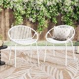 2 Pieces Outdoor Dining Chair, Modern Style Patio Dining Chairs, Breathable Design Stackable Lawn Chairs - Photo 1