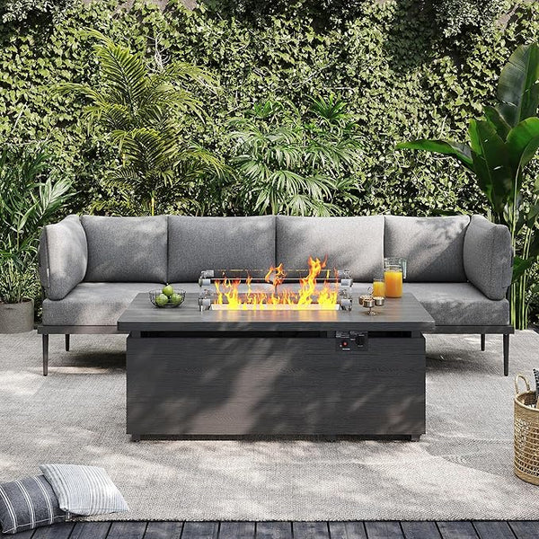 Sundale Outdoor 5 Pieces Patio Furniture Set with Fire Pit Table, Metal Outdoor Sectional Sofa with 6" Olefin Cushion - Photo 1