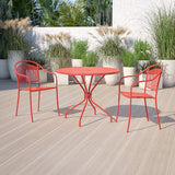 Flash Furniture Oia Commercial Grade 35.25" Round Coral Indoor-Outdoor Steel Patio Table with Umbrella Hole - Photo 2