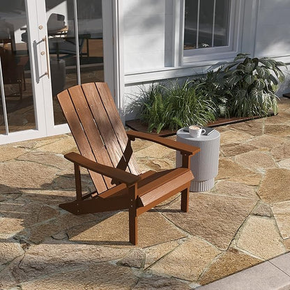 Taylor & Logan Charlestown All-Weather Poly Resin Wood Adirondack Chair in Teak