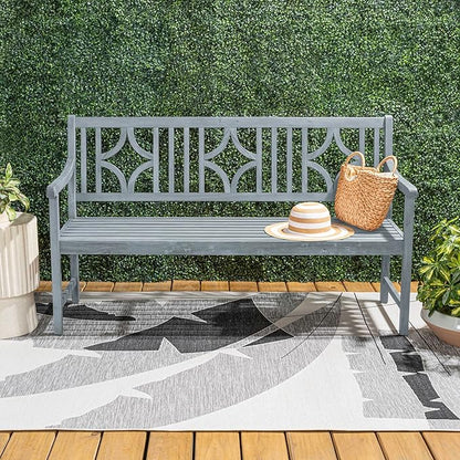 JONATHAN Y BNH100B Sloane 59.1" 3-Seat Ogee Diamond-Back 600-Lbs Support Acacia Wood Outdoor Garden Patio Bench for Garden, Lawn, Backyard, Pool, Deck, Beach, Firepit, Gray