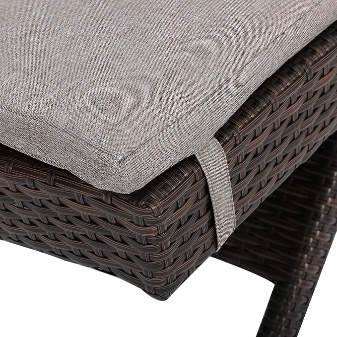 Christopher Knight Home Salem Outdoor Wicker Adjustable Chaise Lounges with Cushions, 2-Pcs Set, Multibrown And Charcoal - Photo 8
