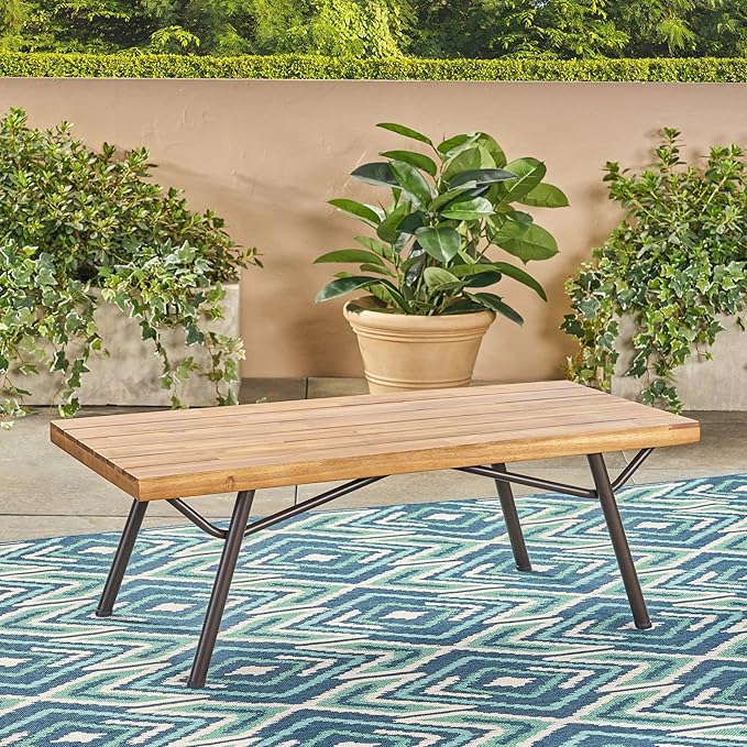 Christopher Knight Home Baish Outdoor Acacia Wood Coffee Table, Teak Finish