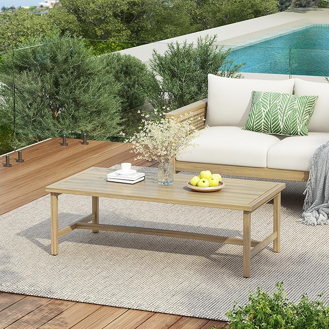 Christopher Knight Home Teras Patio Acacia Wood Coffee Table, Solid Wood Outdoor Table for Patio Furniture Set - Photo 1