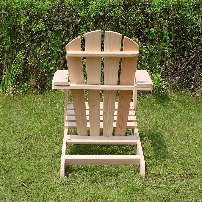 Kids Wooden Adirondack Chair, Children's Outdoor Patio Furniture, Garden, Lawn, Deck Chair, Unfinished