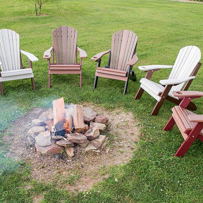 Furniture Barn USA Poly Folding Adirondack Chair with Smart Phone Holder, Walnut and Cherrywood
