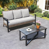 Green4ever Outdoor Furniture, 2 Pieces Patio Furniture Set with Coffee Table, Wicker Outdoor Couch with Cushions - Photo 8