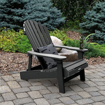 highwood Hamilton Folding and Reclining King Size Adirondack Chair, Black