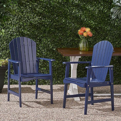 Outdoor Weather Resistant Acacia Wood Adirondack Dining Chairs (Set of 2), Blue Navy Finish