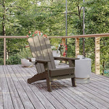 Flash Furniture Newport Adirondack Chair with Cup Holder, Weather Resistant Poly Resin Adirondack Chair, Brown - Photo 2