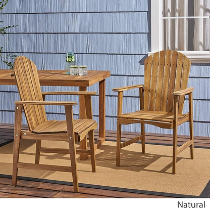 Great Deal Furniture Easter Outdoor Weather Resistant Acacia Wood Adirondack Dining Chairs (Set of 2), Natural Finish