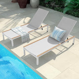 Grand patio Outdoor Chaise Lounge Set of 2 Mesh Sling Lounge Chairs with Woodgrain Texture - Photo 1