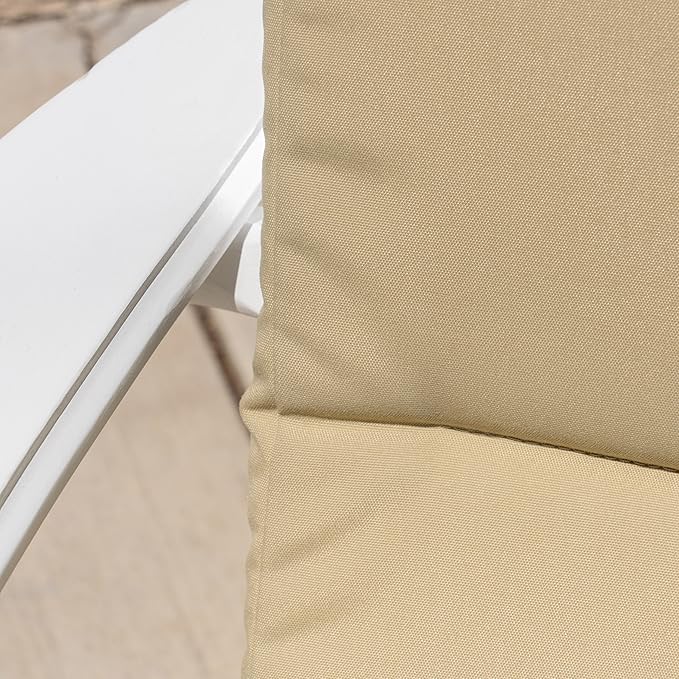 Christopher Knight Home 304625 Amenda Outdoor Acacia Wood Folding Adirondack Chairs with Cushions (Set of 2), White and Khaki