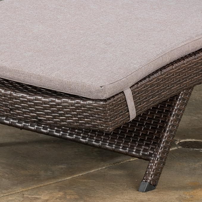 Christopher Knight Home Salem Outdoor Wicker Adjustable Chaise Lounges with Cushions, 2-Pcs Set, Multibrown And Charcoal - Photo 5