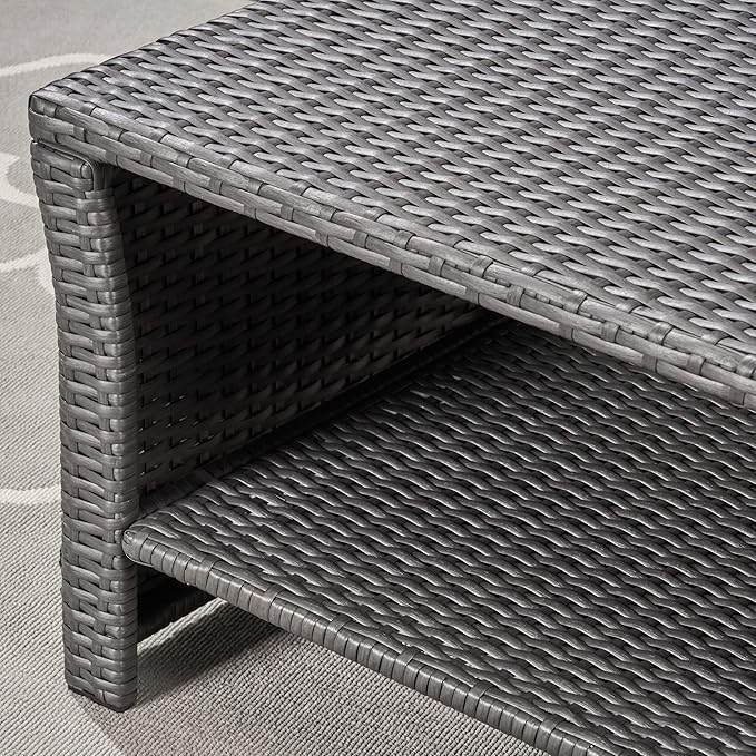 Christopher Knight Home Justin Outdoor Wicker Coffee Table, Gray, Black