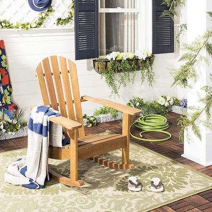 Safavieh PAT7042A Outdoor Collection Brizio Teak Rocking Adirondack Chair