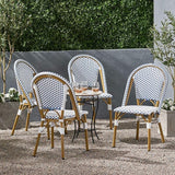 Christopher Knight Home Philomena Outdoor French Bistro Chair (Set of 4), Blue + White + Bamboo Print Finish - Photo 2