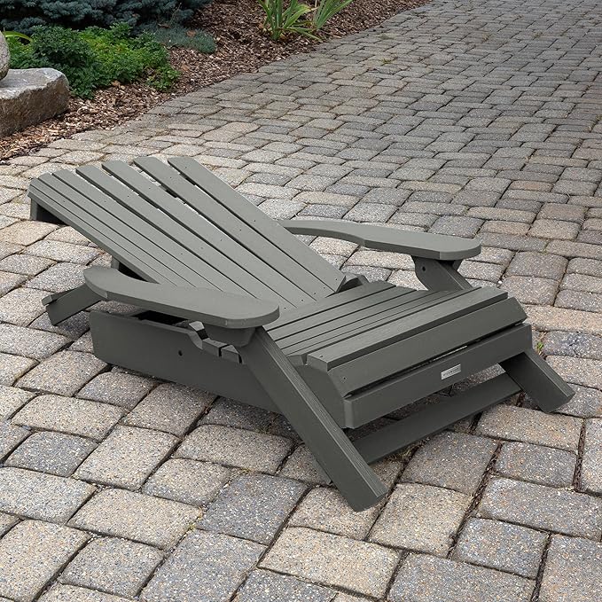 highwood Hamilton Folding and Reclining King Size Adirondack Chair, Coastal Teak