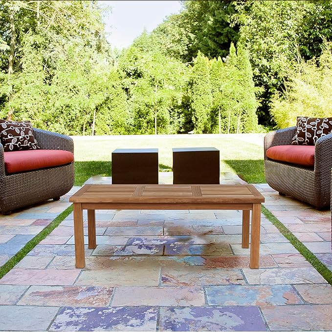 Teak Outdoor Coffee Table, Premium Grade A Teak Wood Patio Furniture, 24"X 48" Rectangular Table for Patio, Balcony - Photo 2