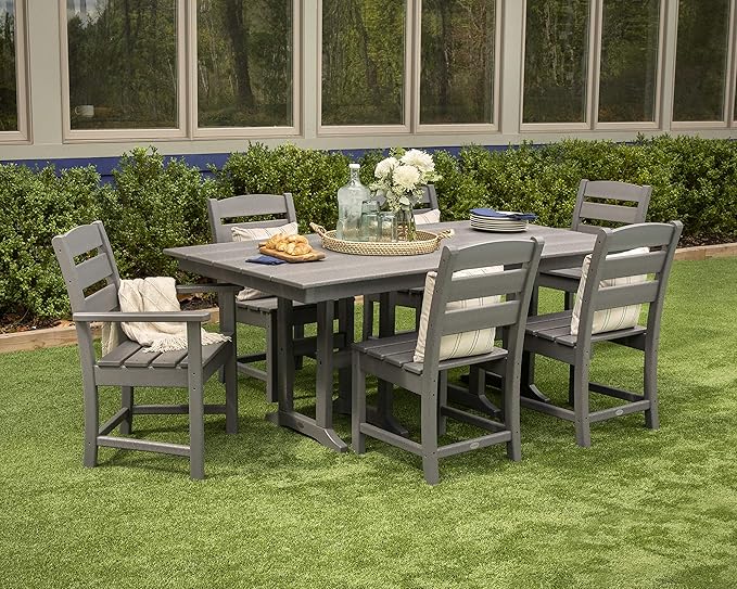 Polywood Lakeside 37" x 72" Outdoor Dining Table, All-Weather HDPE Patio Furniture, Slate Grey, Made in USA - Photo 2