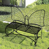 Outdoor Bench Patio Outdoor Garden Bench Butterfly Cast Iron Metal Patio Bench - Photo 2