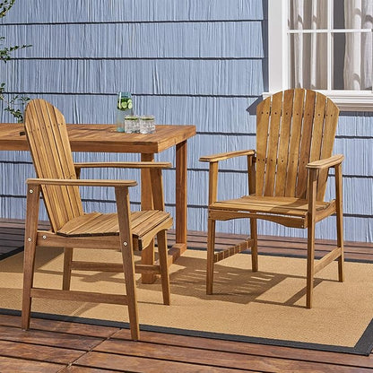 Great Deal Furniture Easter Outdoor Weather Resistant Acacia Wood Adirondack Dining Chairs (Set of 2), Natural Finish