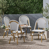 Christopher Knight Home Philomena Outdoor French Bistro Chair (Set of 4), Black + White + Bamboo Print Finish - Photo 2